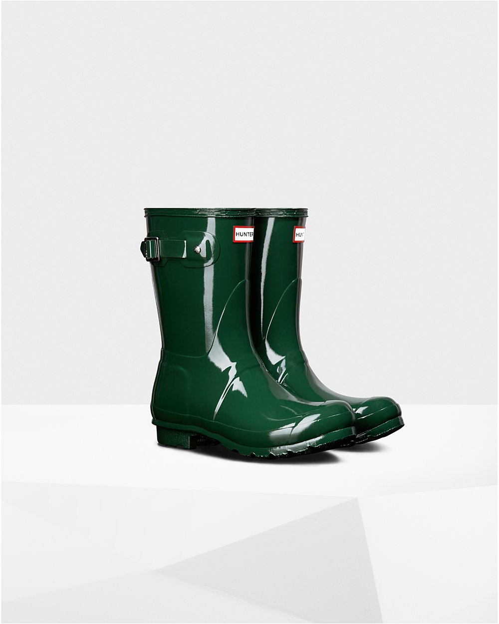 Hunter Kısa Yağmur Çizmesi Bayan Yeşil - Original Gloss - Türkiye UX8501246